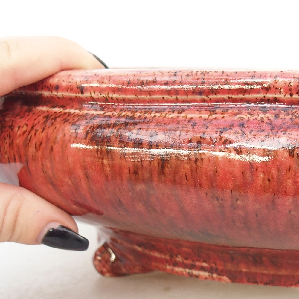 Ceramiczna miska do bonsai 35 x 35 x 9,5 cm, kolor czerwony