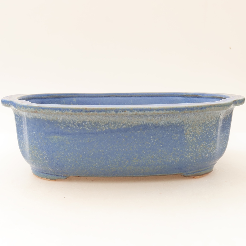 Ceramiczna miska do bonsai 24,5 x 21 x 7,5 cm, kolor niebieski