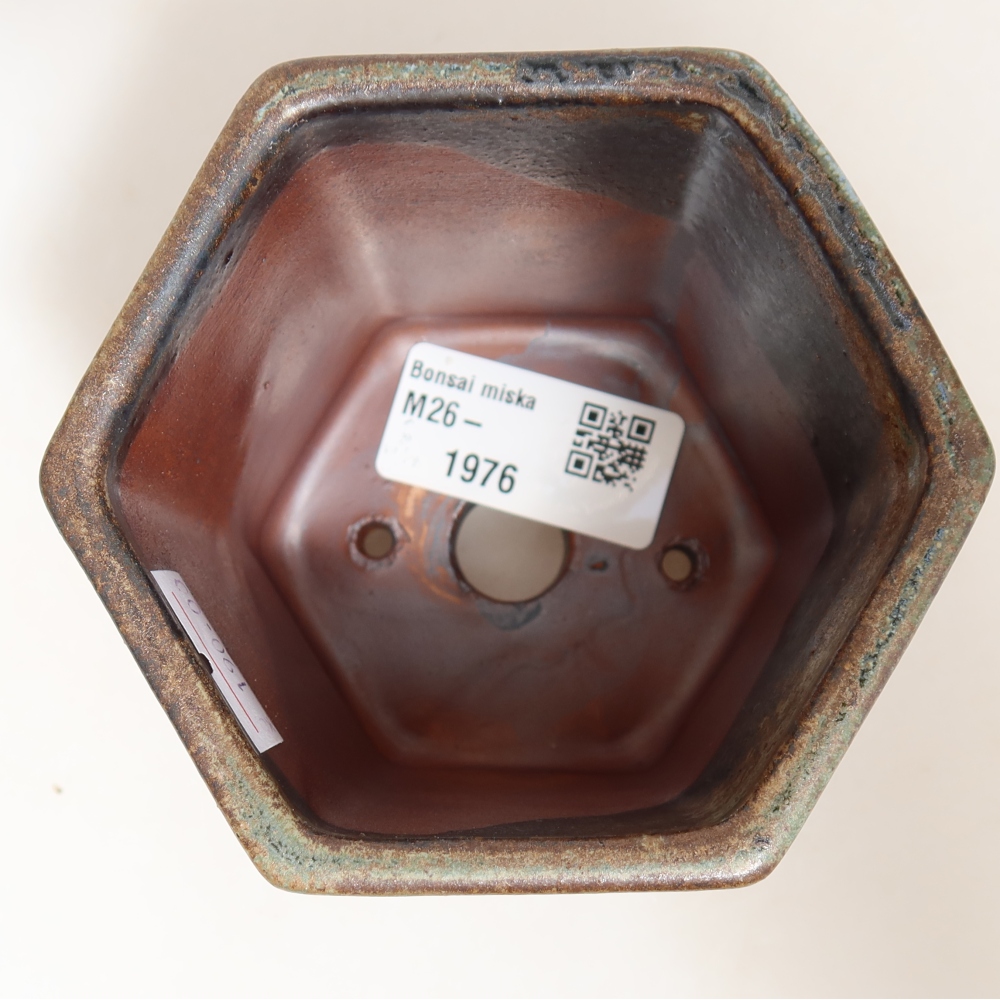 Ceramiczna miska do bonsai 9 x 8,5 x 8 cm, kolor brązowo-zielony
