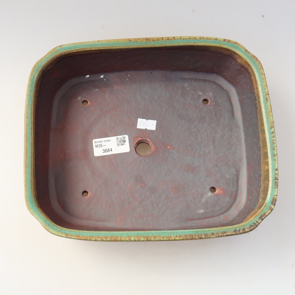 Ceramiczna miska do bonsai 25 x 21 x 6,5 cm, kolor zielony