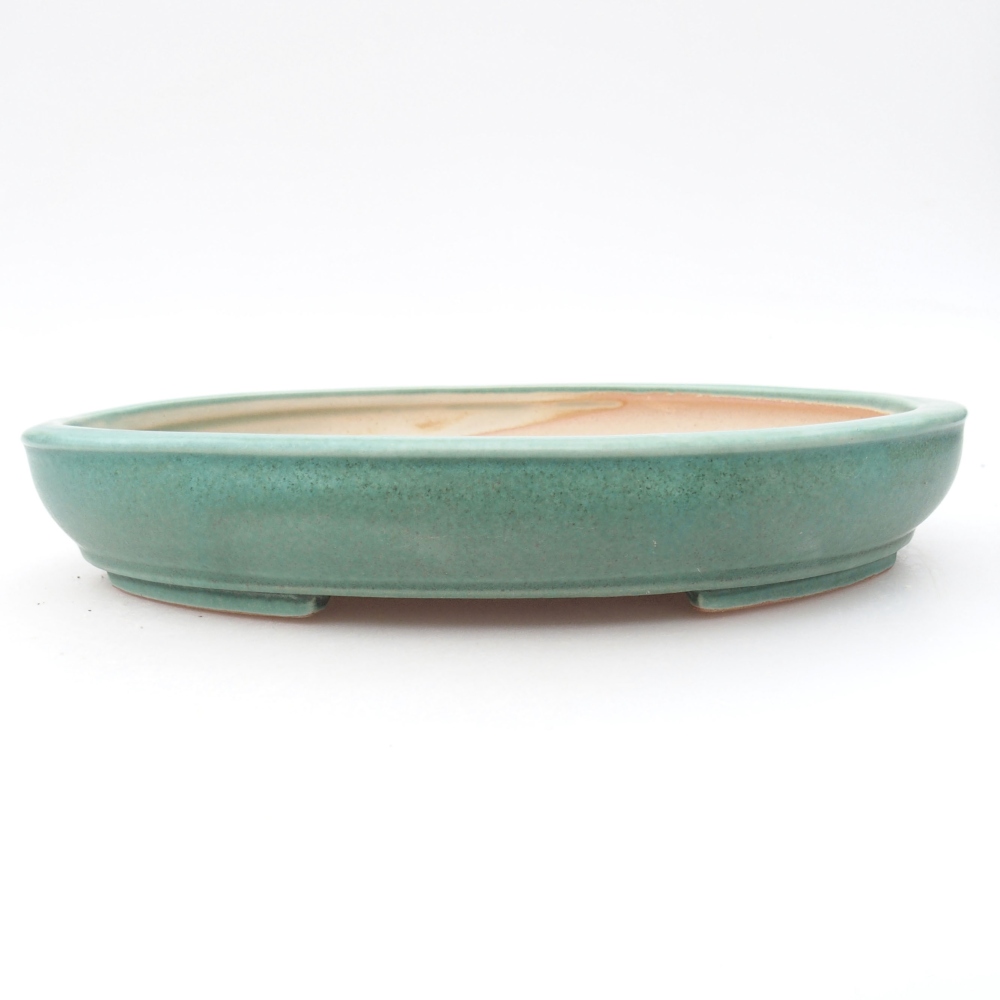 Ceramiczna miska bonsai 25 x 20 x 4 cm, kolor zielony