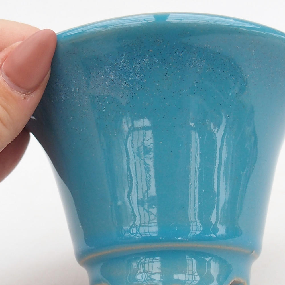 Ceramiczna miska do bonsai 10,5 x 10,5 x 7 cm, kolor niebieski