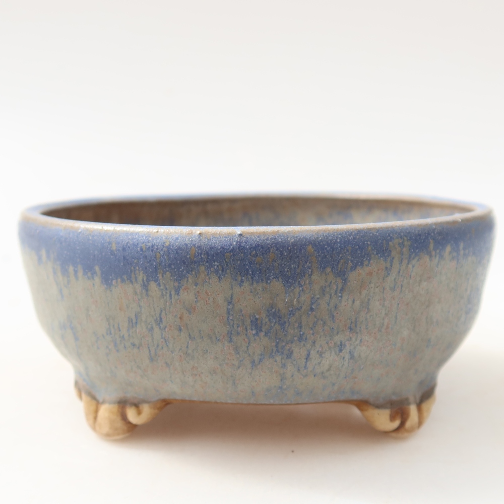 Ceramiczna miseczka do bonsai 10,5 x 10,5 x 4 cm, kolor niebieski