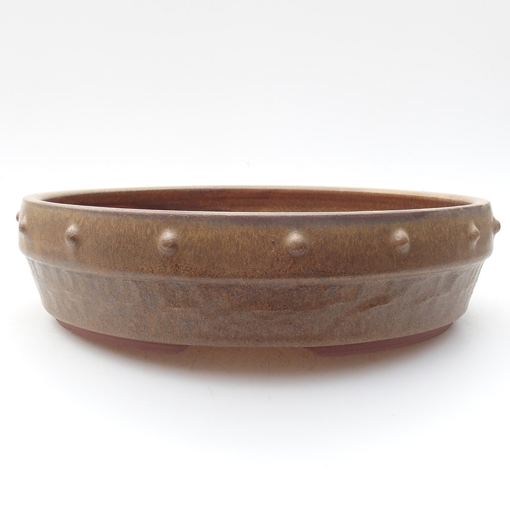 Ceramiczna miska bonsai 21 x 21 x 5,5 cm, kolor brązowy