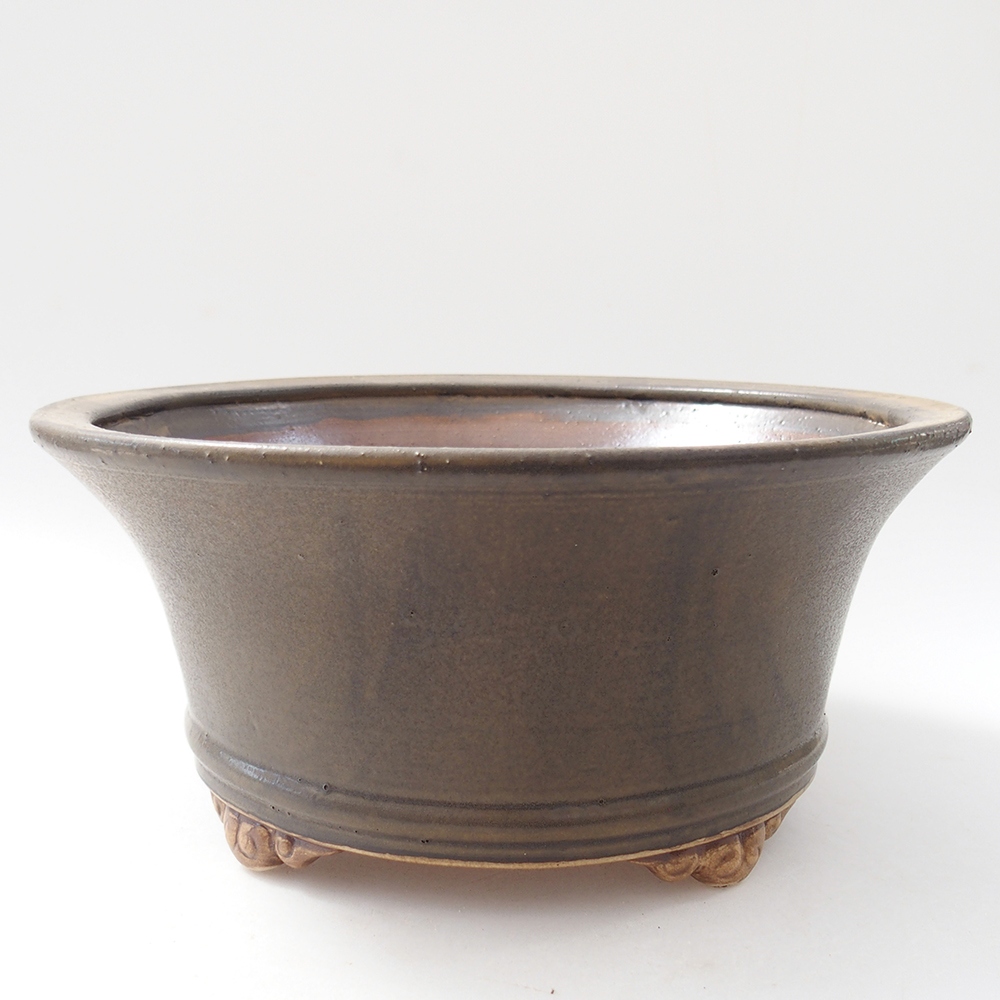 Ceramiczna miska na bonsai 24 x 24 x 11,5 cm, brązowa