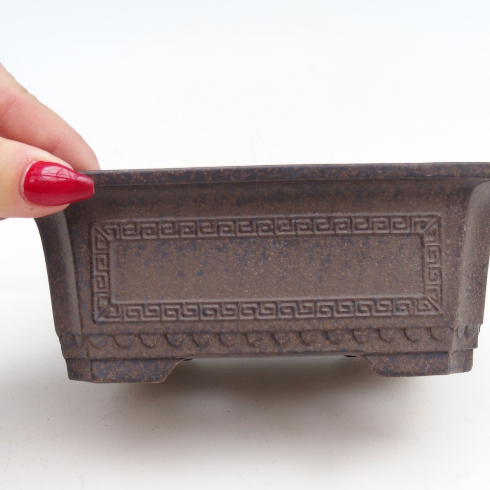 Ceramiczna misa do bonsai 15,5 x 10,5 x 6 cm, brązowawo-ochrowa
