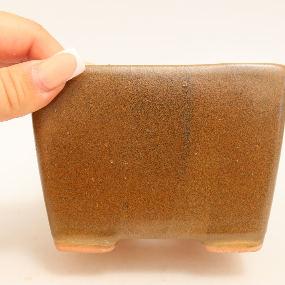 Ceramiczna miska do bonsai 11 x 11 x 8,5 cm, kolor brązowy