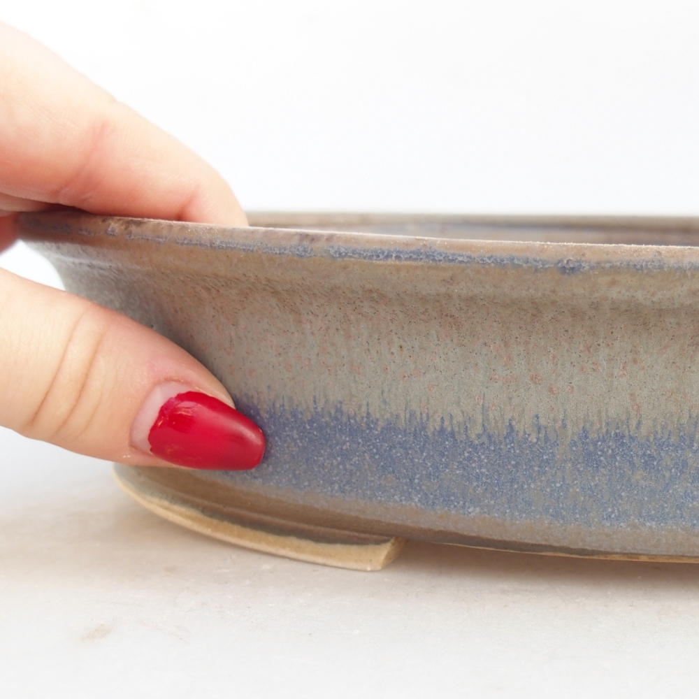 Ceramiczna miska na bonsai 24 x 21 x 5 cm, kolor niebieski