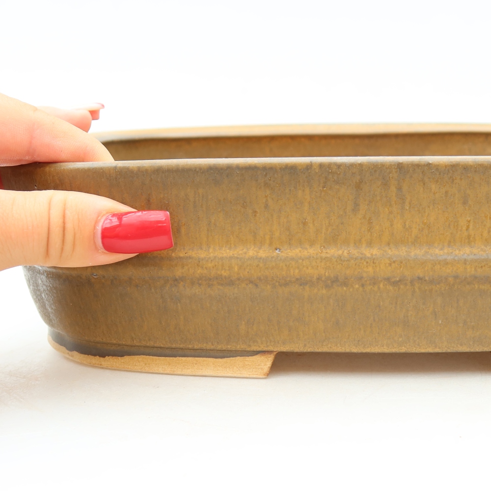 Ceramiczna miseczka do bonsai 24,5 x 20,5 x 6,5 cm, kolor brązowy