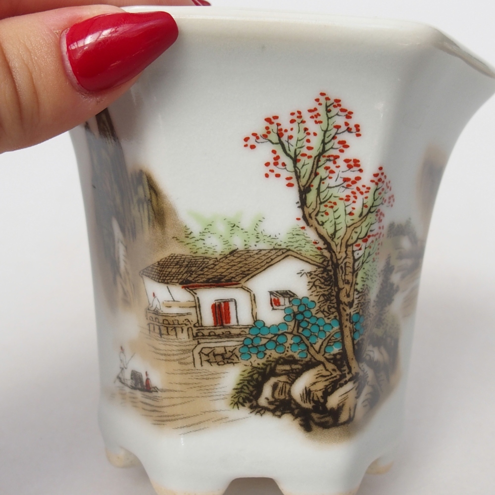 Ceramiczna miska do bonsai 10 x 9 x 9 cm, kolor biały