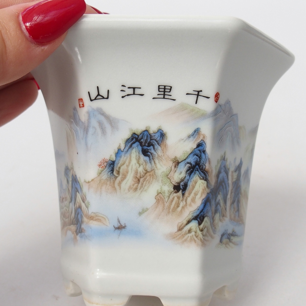 Ceramiczna miska do bonsai 10 x 9 x 9 cm, kolor biały