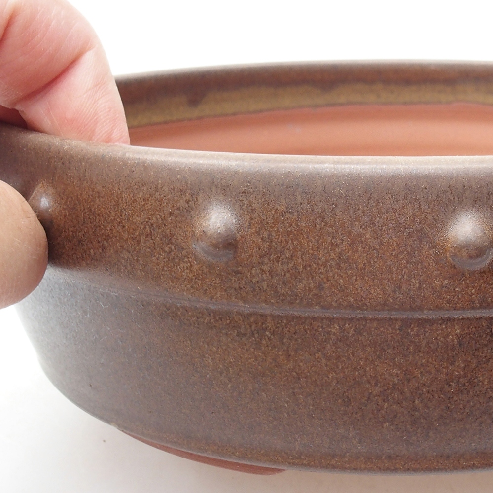 Ceramiczna miska bonsai 18 x 18 x 5,5 cm, kolor brązowy