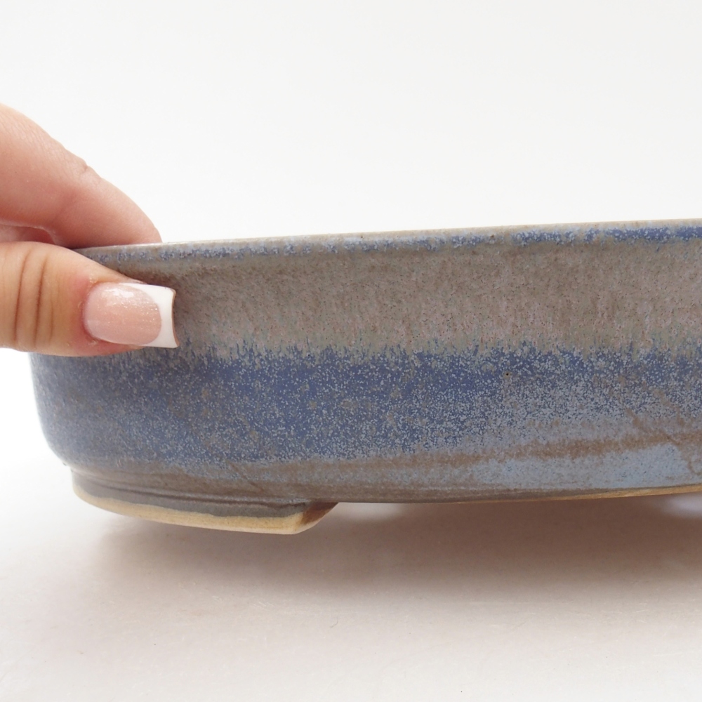 Ceramiczna miska do bonsai 26,5 x 23,5 x 5,5 cm, kolor niebieski