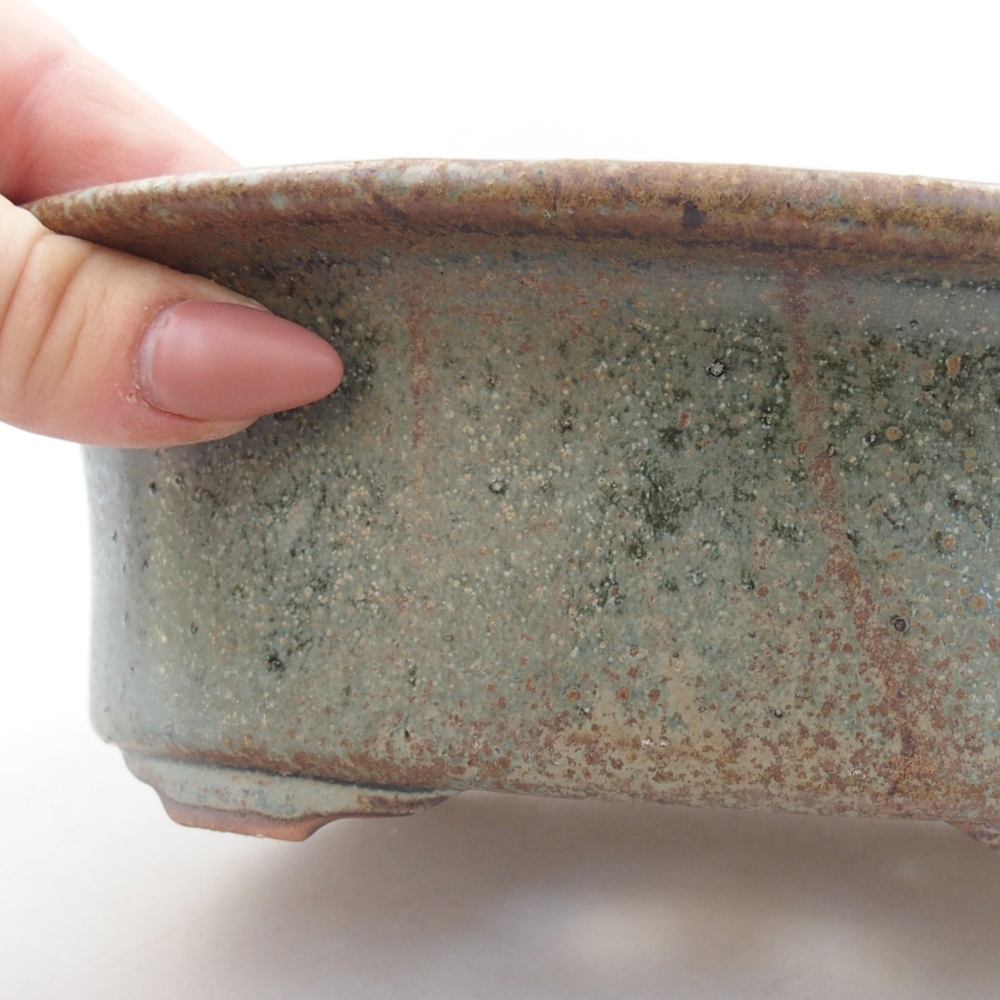 Ceramiczna miska do bonsai 19,5 x 15,5 x 6,5 cm, zielona