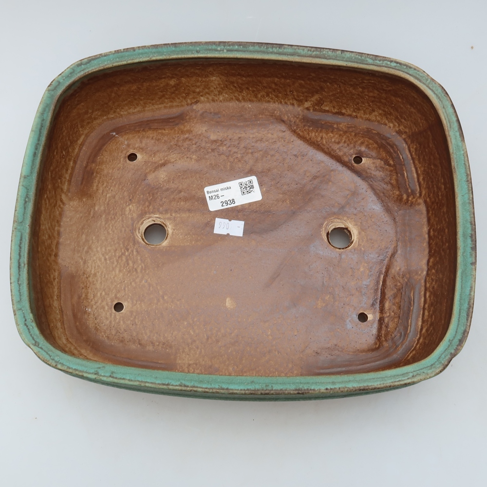 Ceramiczna miska do bonsai 29,5 x 24,5 x 7 cm, kolor zielony