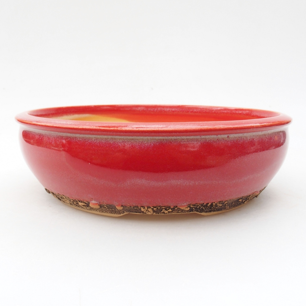 Ceramiczna miska bonsai 19 x 19 x 5,5 cm, kolor Czerwony