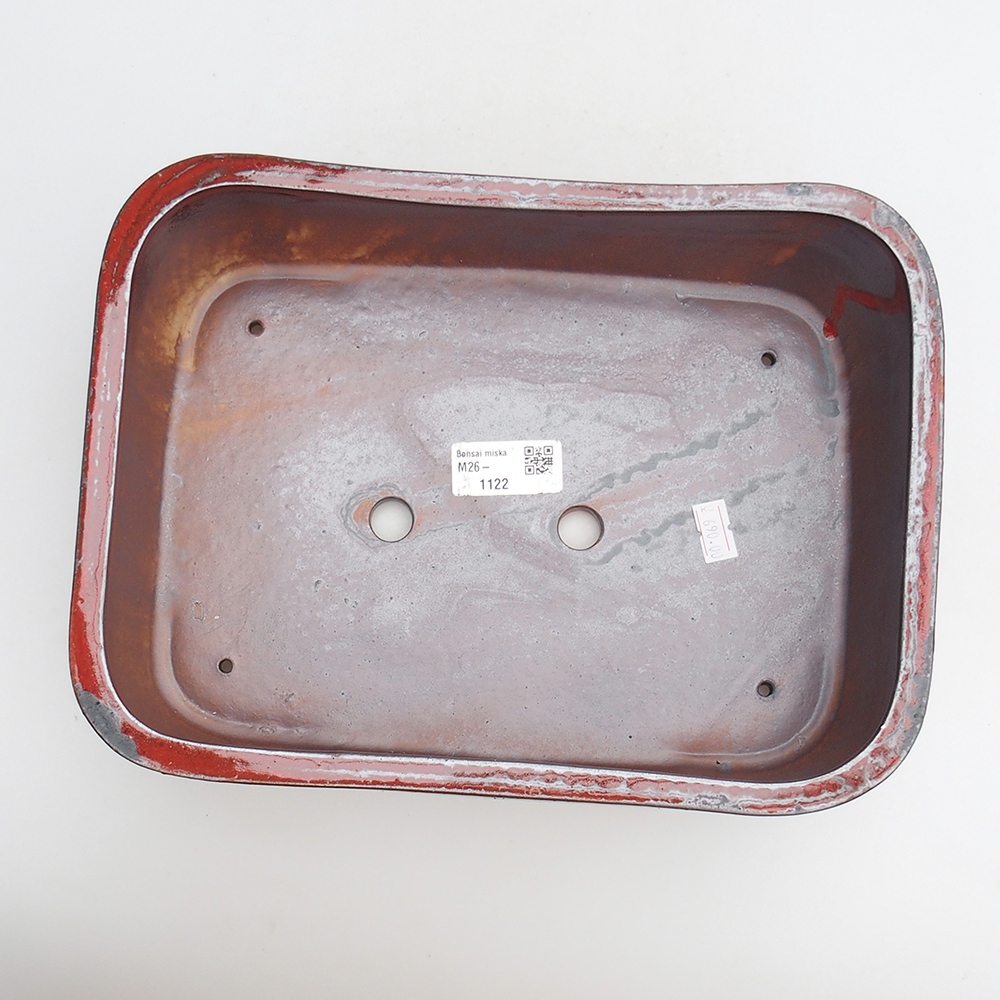Ceramiczna miska do bonsai 27,5 x 20 x 7 cm, kolor czerwony