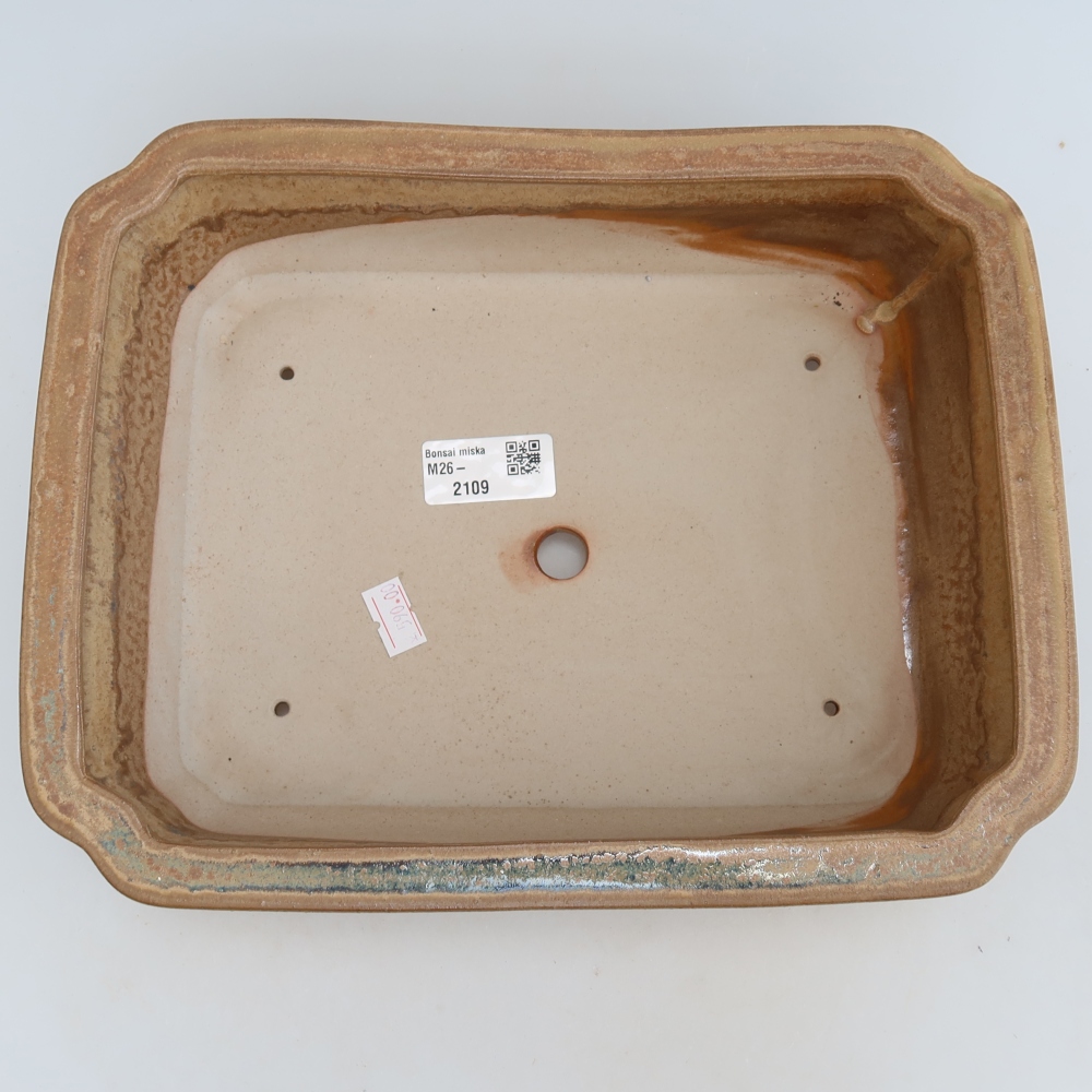 Ceramiczna miska do bonsai 27,5 x 21,5 x 7 cm, kolor beżowy