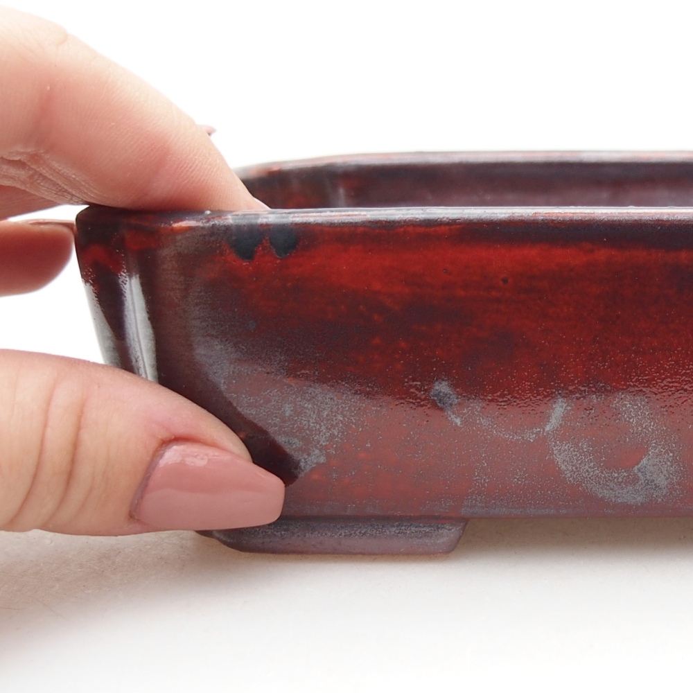 Ceramiczna miska do bonsai 15 x 12 x 4,5 cm, kolor czerwony