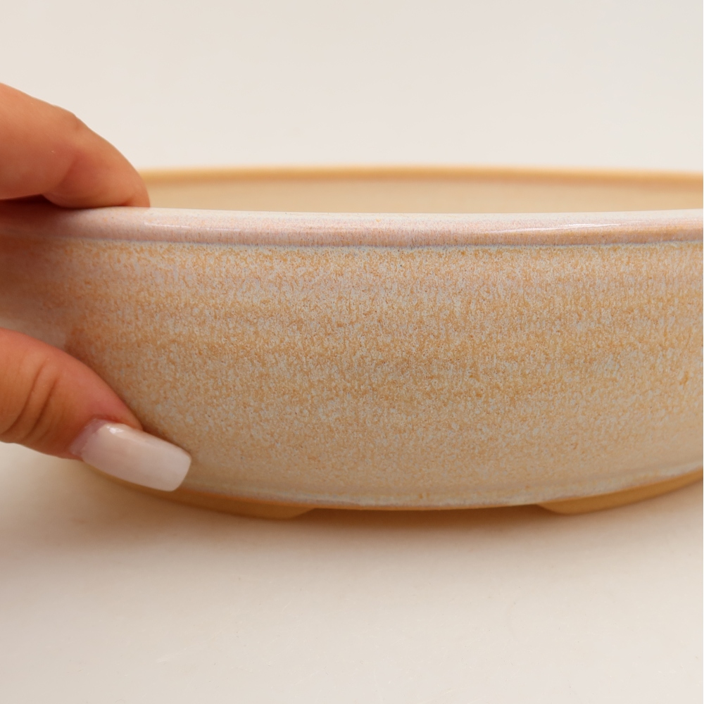 Ceramiczna miska do bonsai 27 x 27 x 6,5 cm, kolor beżowy