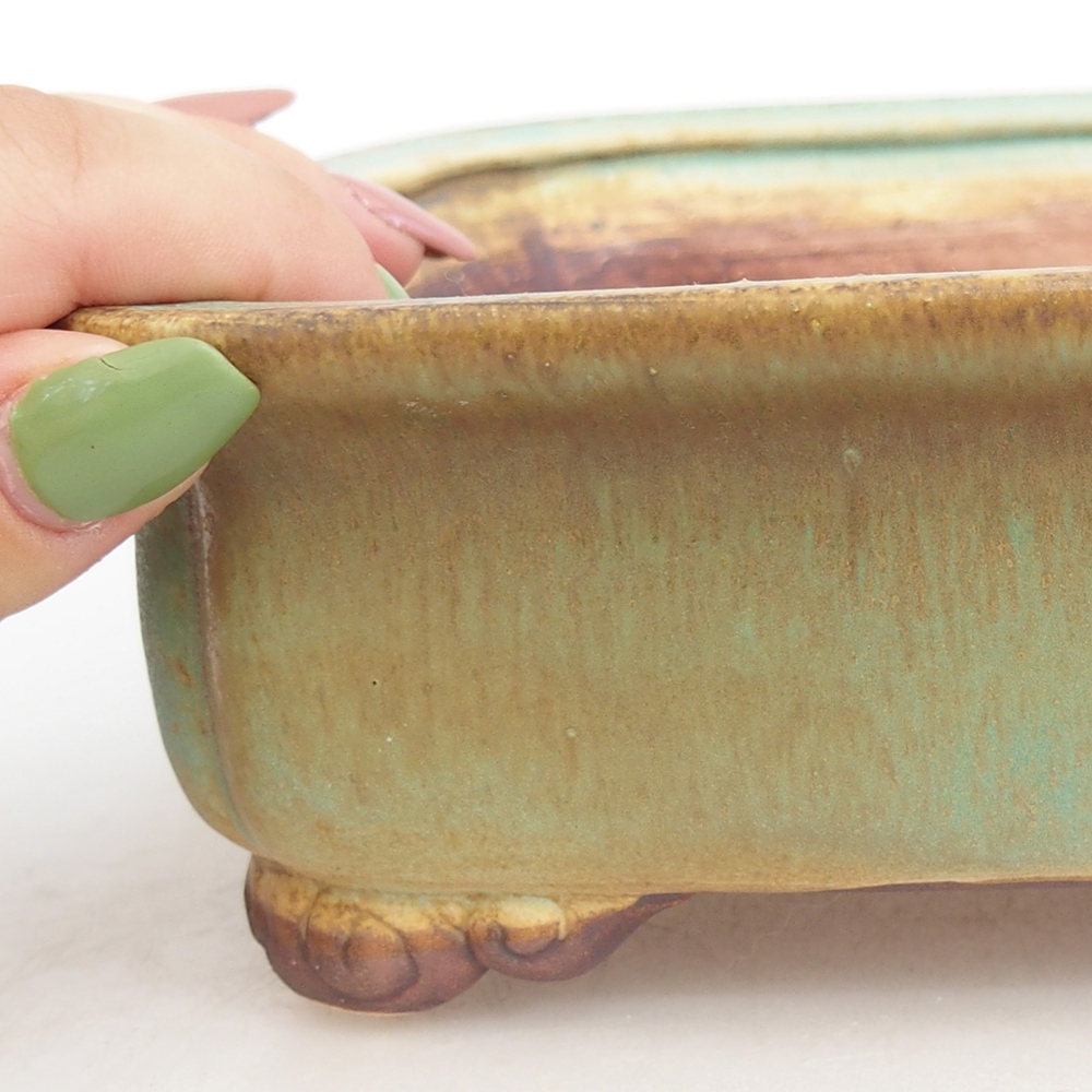 Ceramiczna miska do bonsai 20 x 17 x 6 cm, zielona