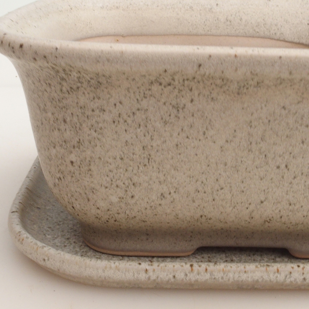 Bonsai bowl + spodek H36 - 17 x 15 x 7,5 cm. - beżowy