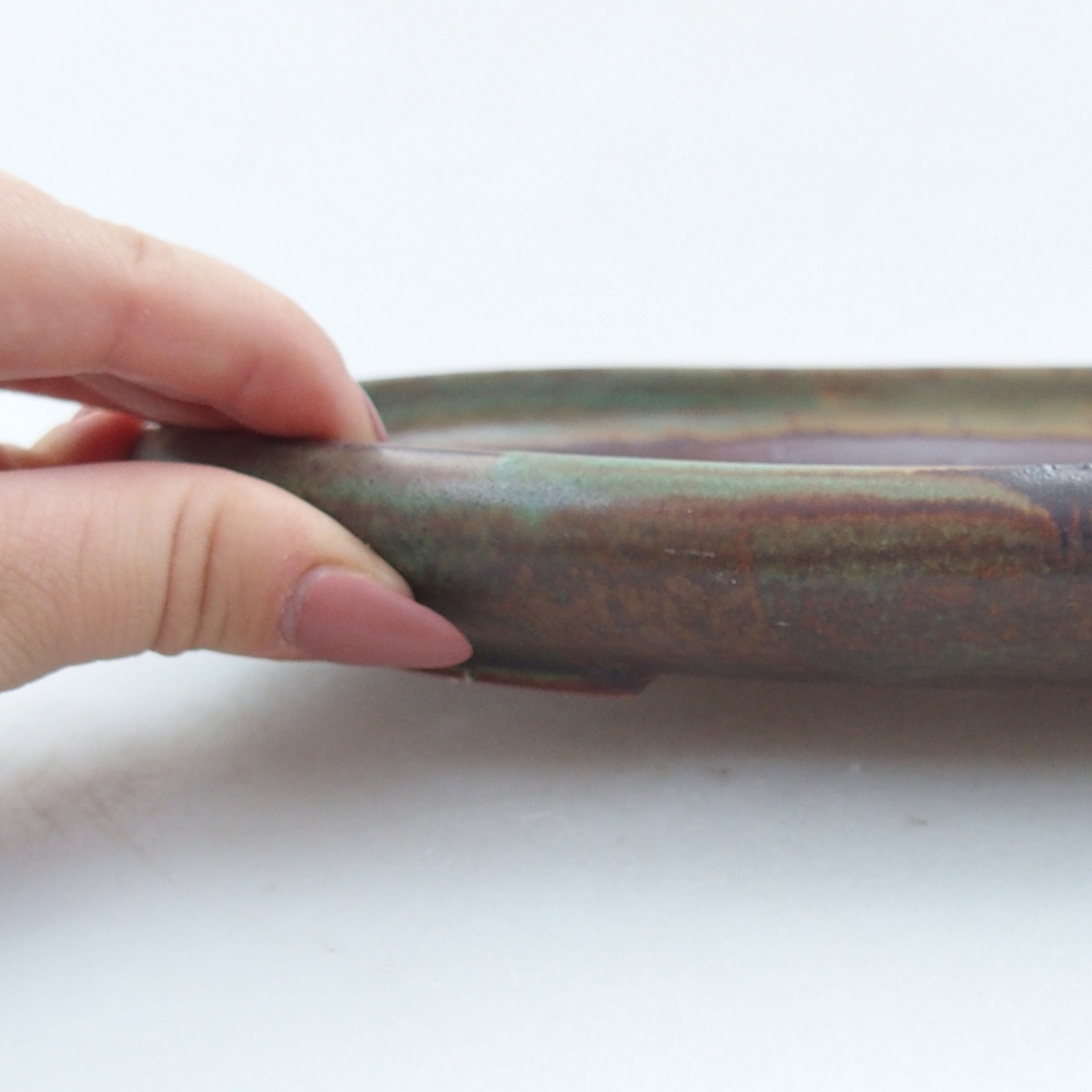 Ceramiczna miska do bonsai 22,5 x 16,5 x 3 cm, zielona