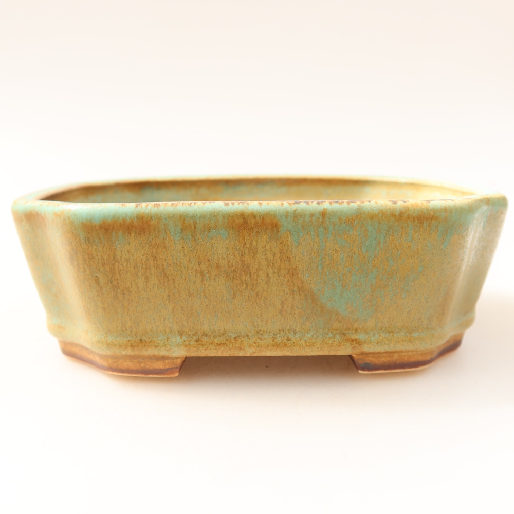 Ceramiczna doniczka do bonsai 13,5 x 11,5 x 4 cm, kolor zielony