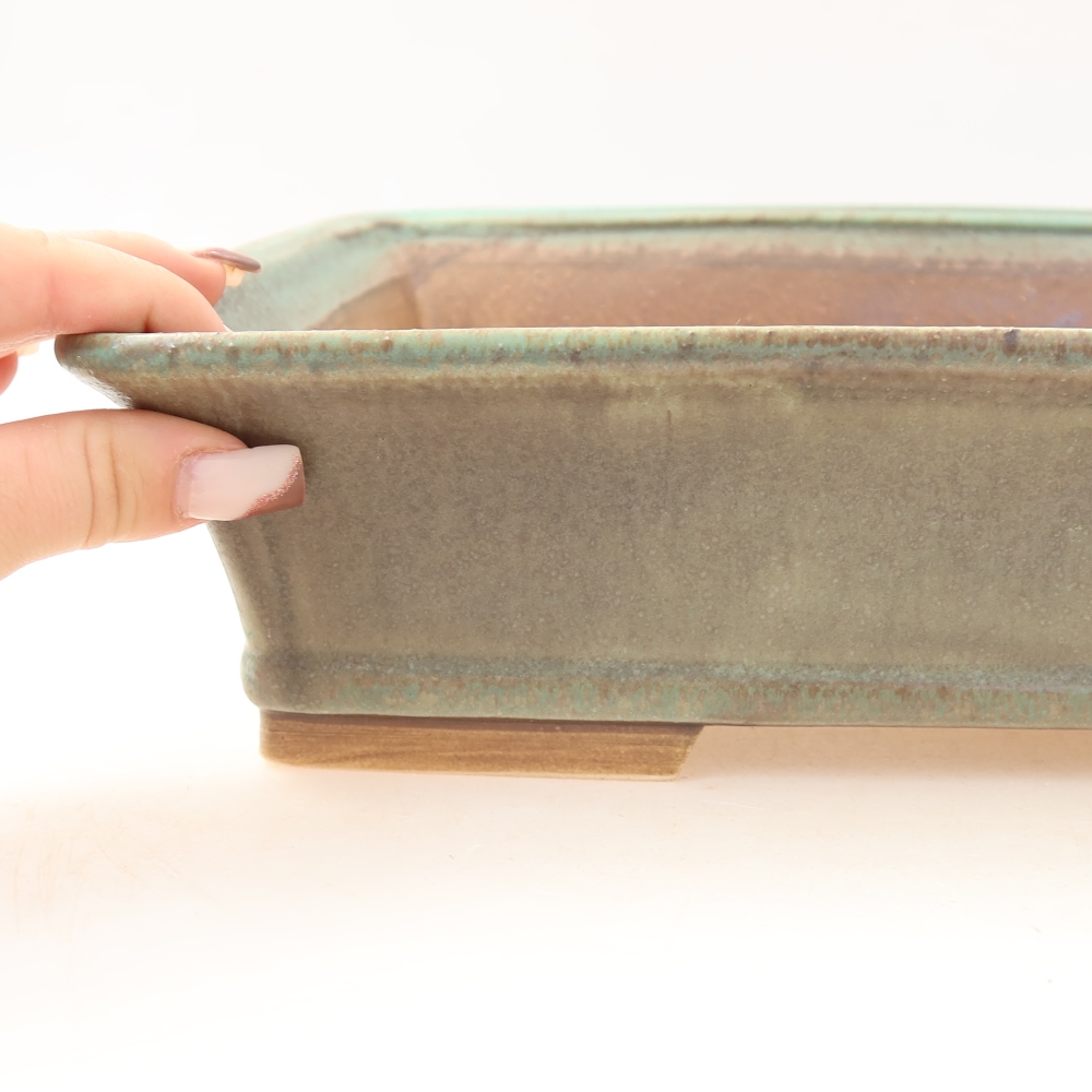 Ceramiczna miska do bonsai 29,5 x 24,5 x 8 cm, kolor zielony