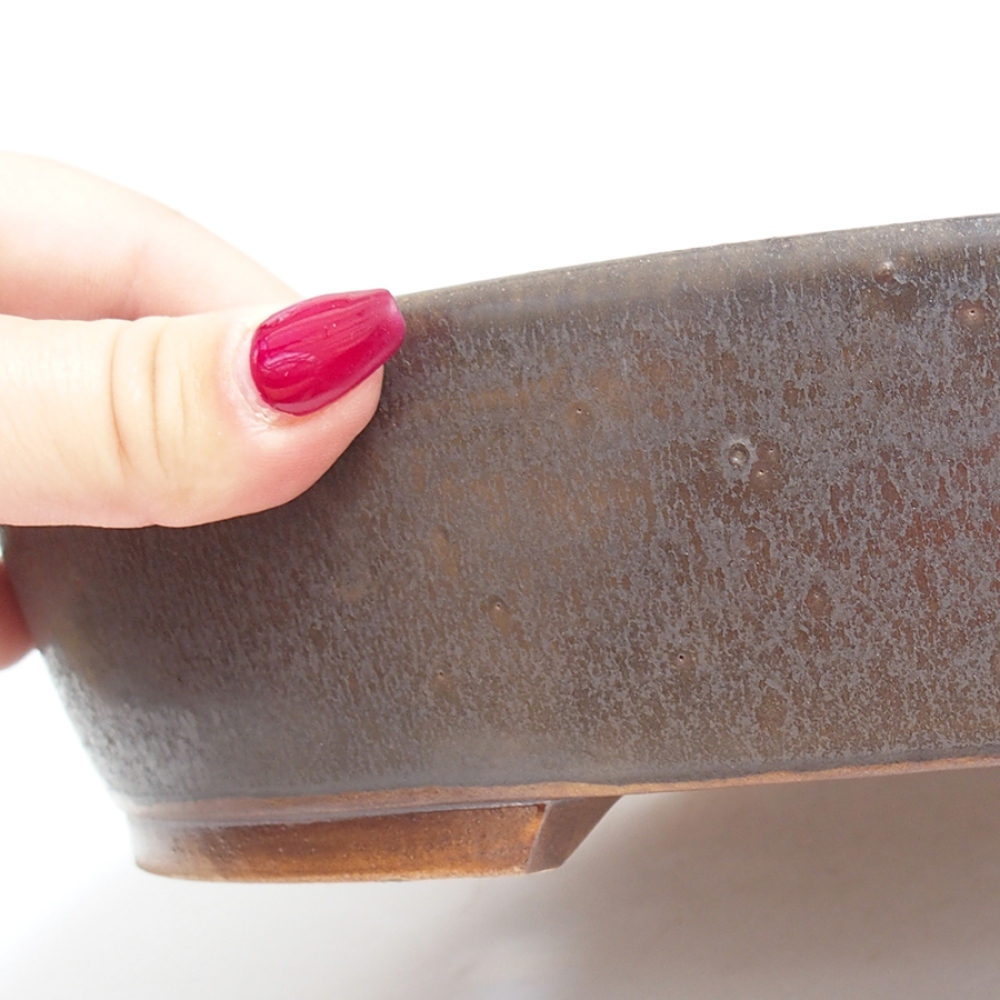 Ceramiczna miska do bonsai  28,5 x 24,5 x 6  cm, kolor brązowy