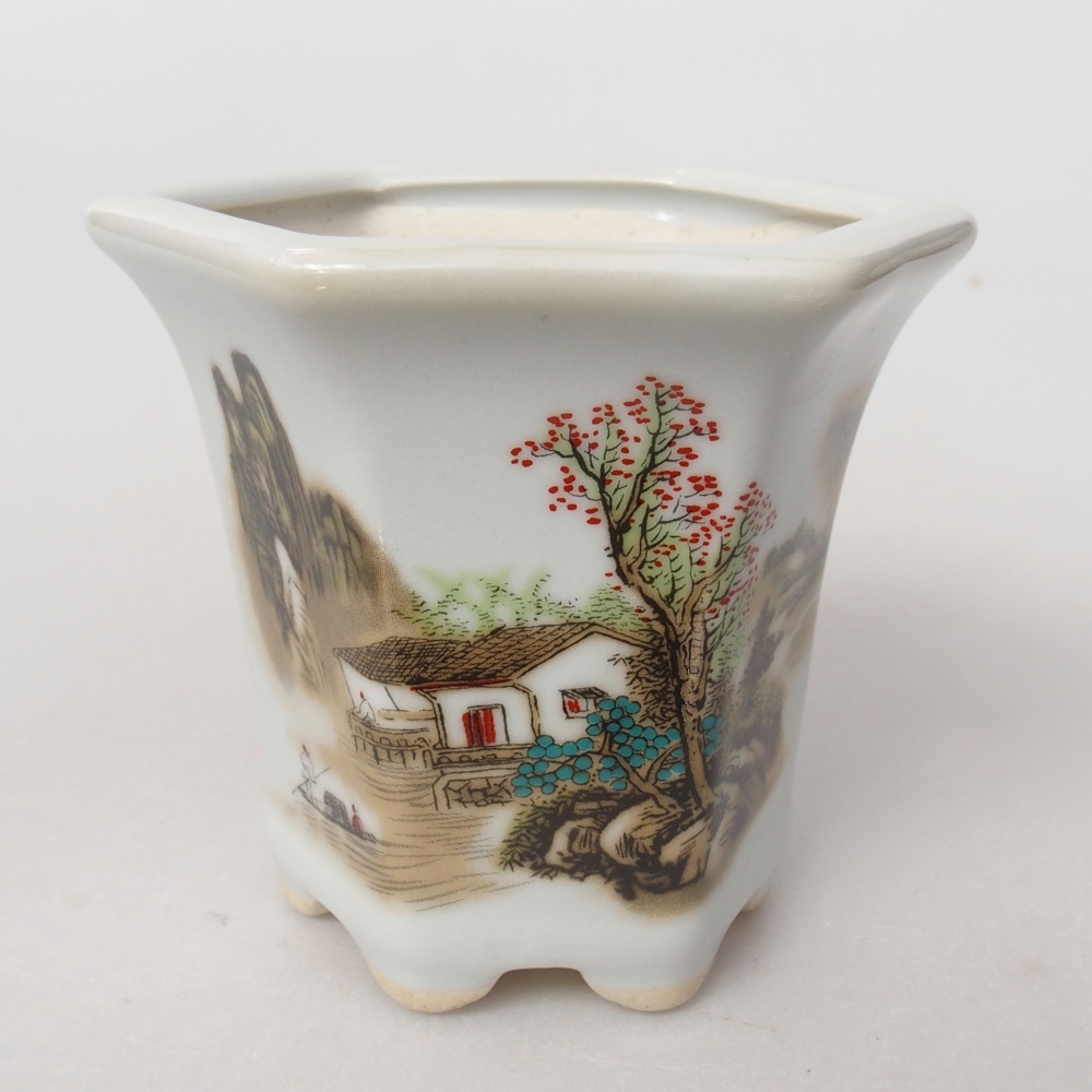 Ceramiczna miska do bonsai 10 x 9 x 9 cm, kolor biały