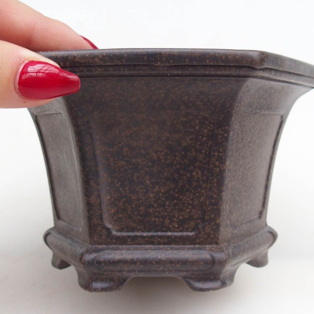 Ceramiczna miska do bonsai 13,5 x 12 x 8 cm, kolor brązowo-ochrowy