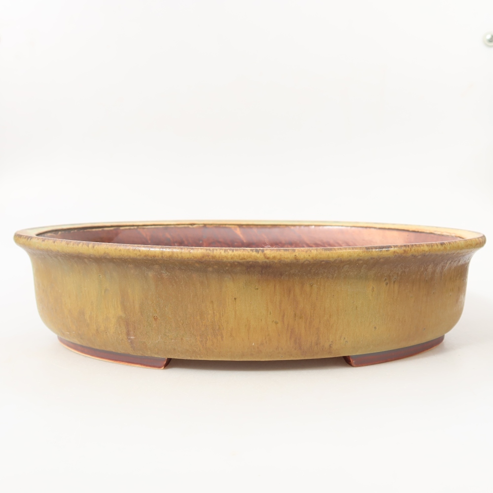 Ceramiczna doniczka do bonsai 31,5 x 27,5 x 7 cm, kolor zielony