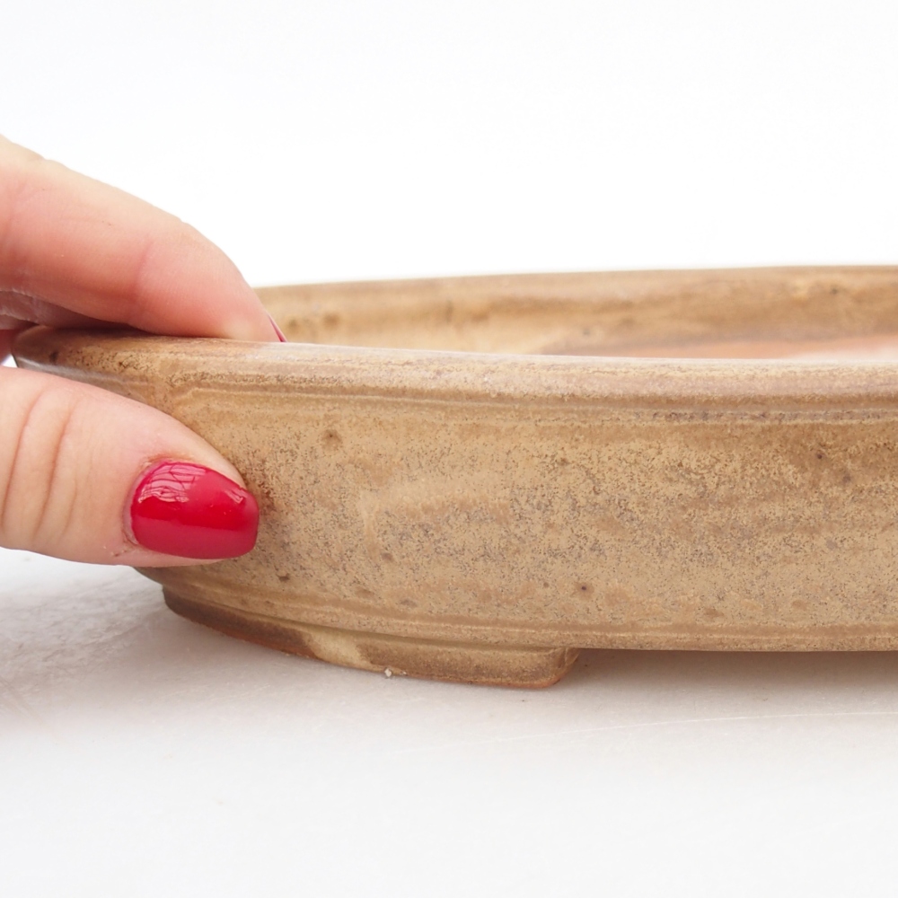 Ceramiczna miska na bonsai 24 x 20 x 4 cm, kolor beżowy