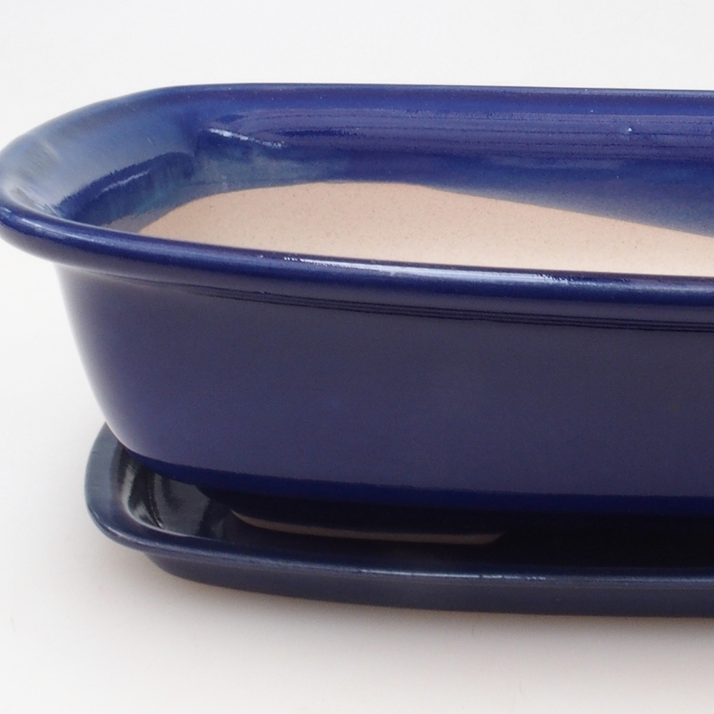 Miska do bonsai + podstawka H07 – 30 x 23 x 7,5 cm. – niebieska