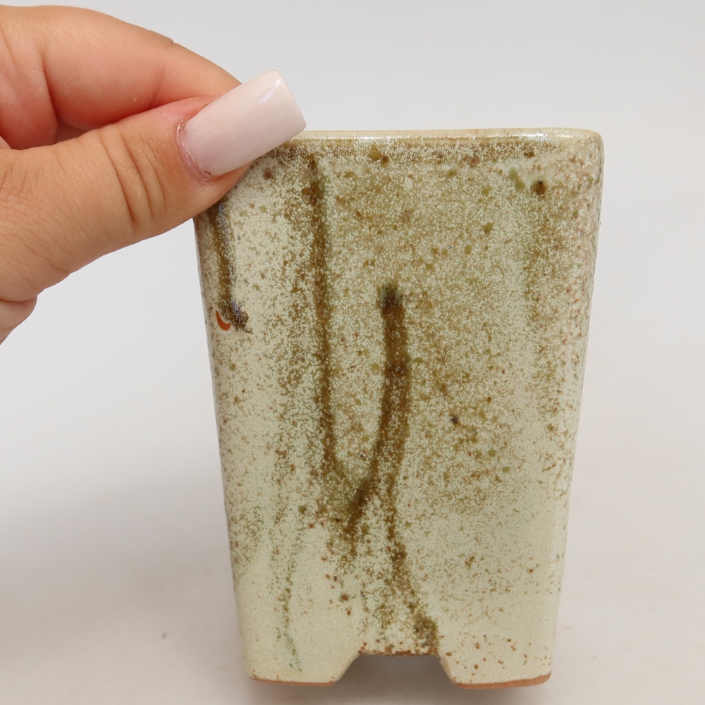 Ceramiczna miska do bonsai 7,5 x 7,5 x 11 cm, kolor beżowy