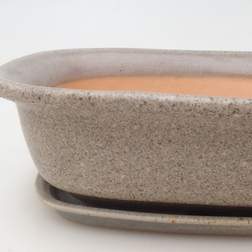 Miska do bonsai + podstawka H09 – 30 x 23 x 7,5 cm. – beżowa
