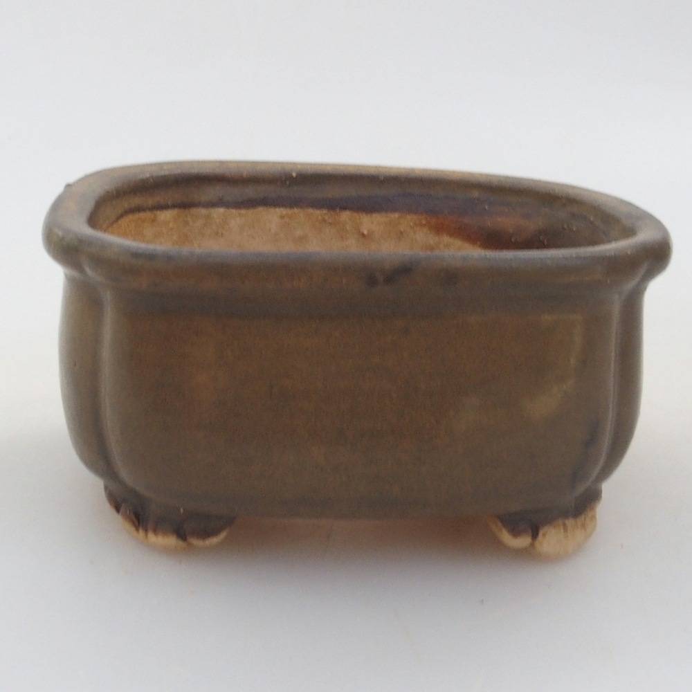 Ceramiczna miska do bonsai 7,5 x 7,5 x 3,5 cm, kolor brązowy