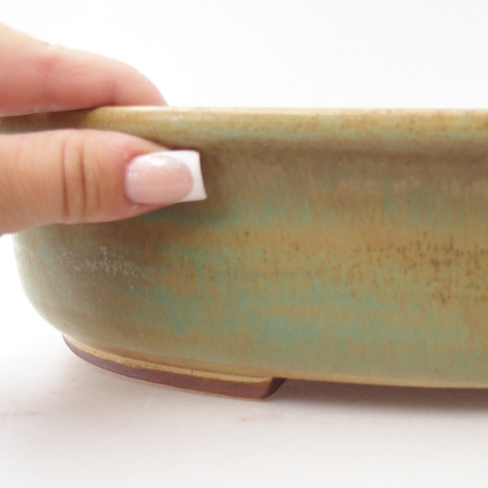 Ceramiczna miska do bonsai 32,5 x 28 x 7 cm, zielona