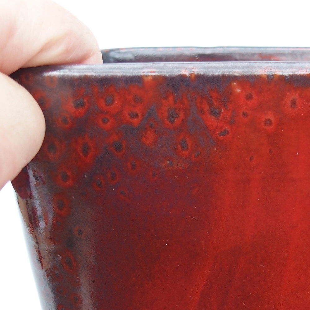 Ceramiczna miska do bonsai 14 x 14 x 15 cm, kolor czerwony