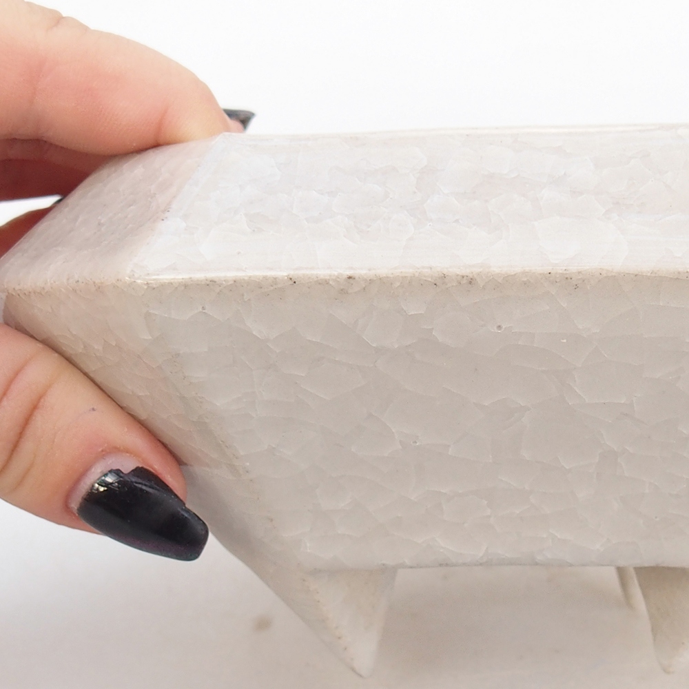 Ceramiczna miska do bonsai 13,5 x 13,5 x 7,5 cm, kolor beżowy