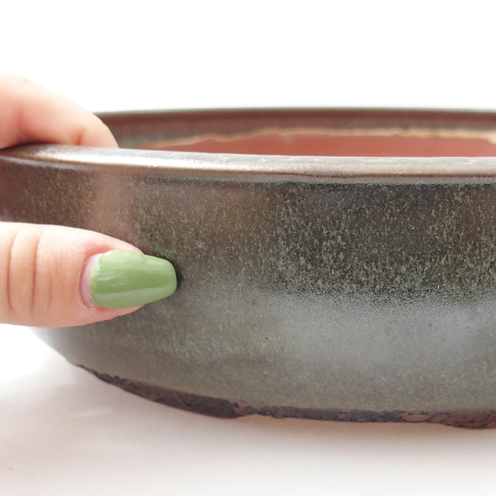 Ceramiczna miska do bonsai 25,5 x 25,5 x 6,5 cm, zielona