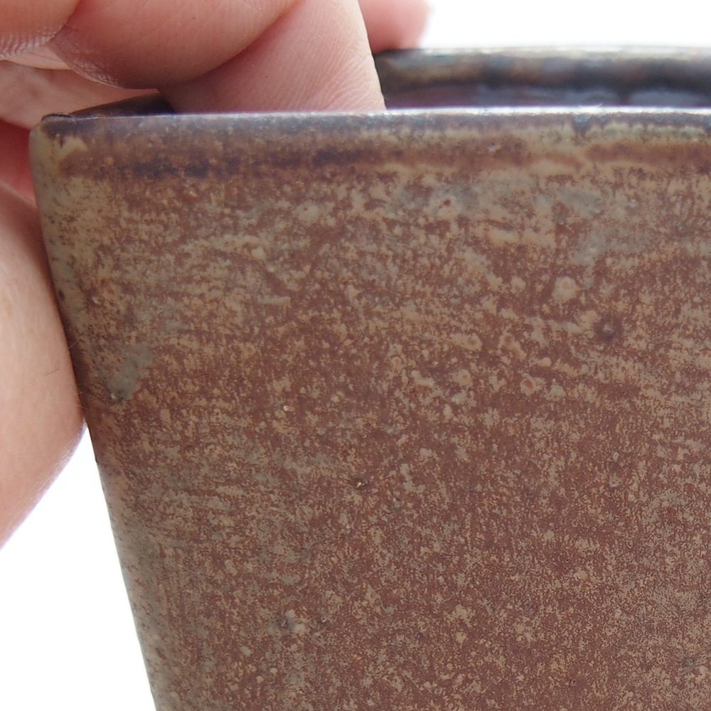 Ceramiczna miska do bonsai 7 x 7 x 9,5 cm, kolor niebiesko-brązowy