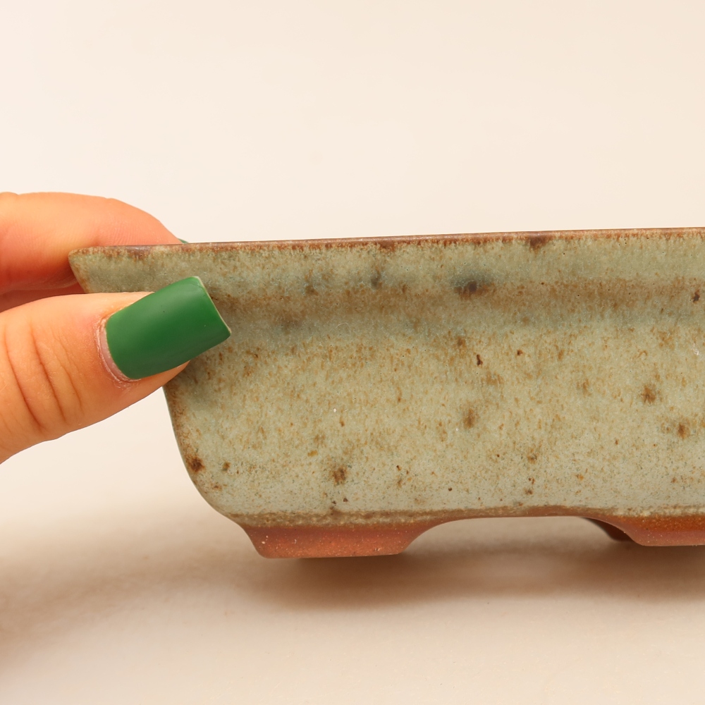 Ceramiczna miska  14,5 x 10 x 5 cm, kolor beżowo-zielony
