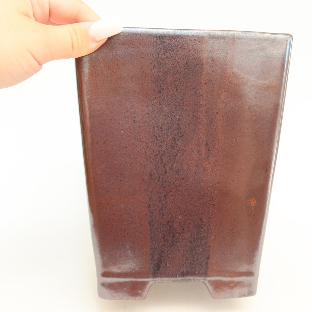 Ceramiczna miska do bonsai 15,5 x 15,5 x 19 cm, kolor brązowy