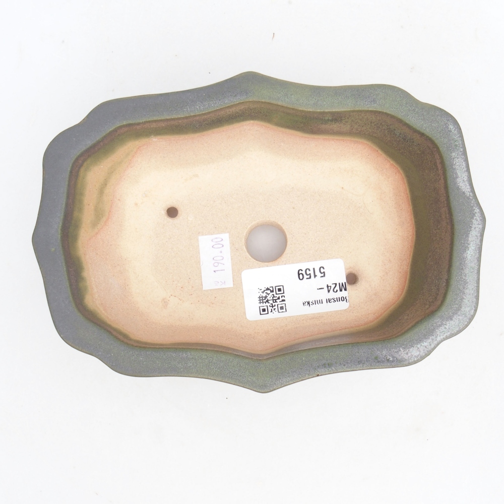 Ceramiczna miska bonsai 15,5 x 11,5 x 4,5 cm, kolor zieloiny