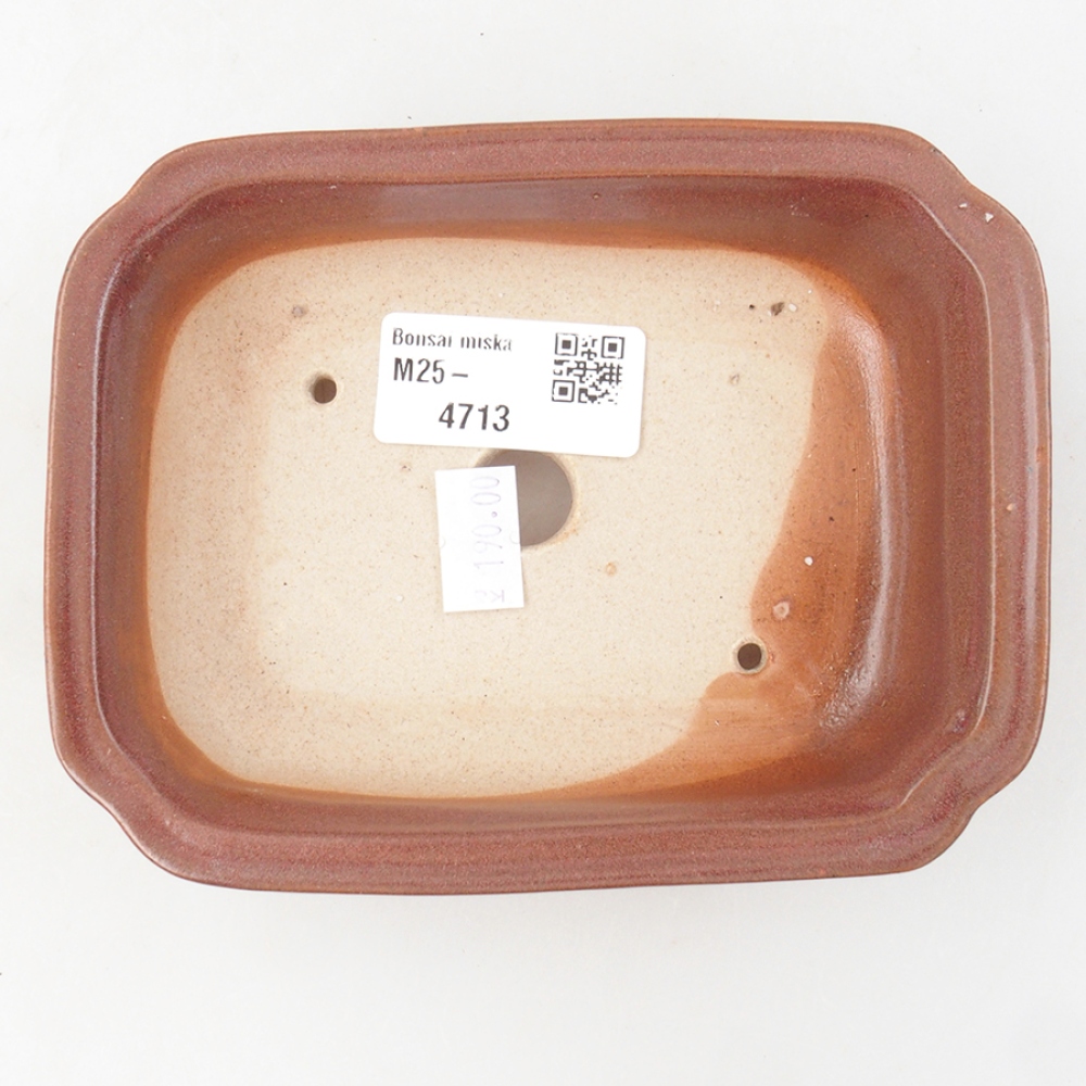 Ceramiczna miska bonsai 14 x 11 x 4 cm, kolor bordowy