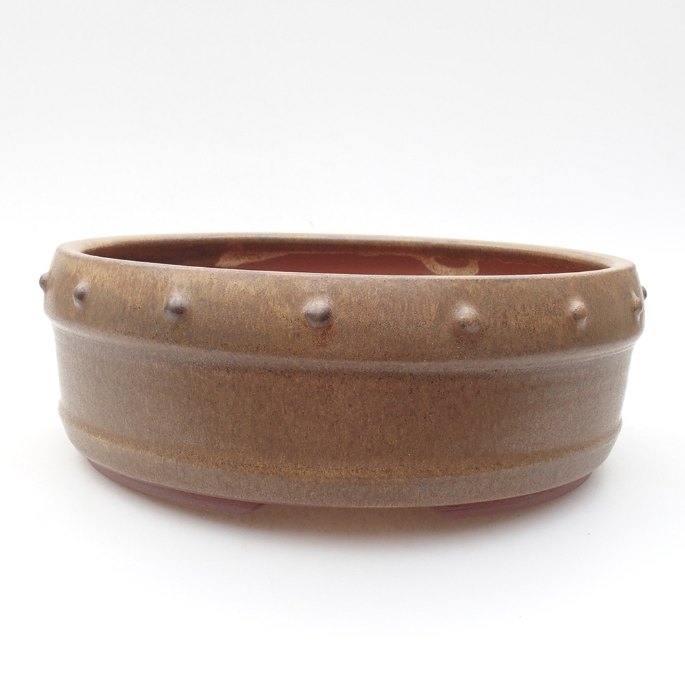 Ceramiczna miska bonsai 19 x 19 x 7 cm, kolor brązowy