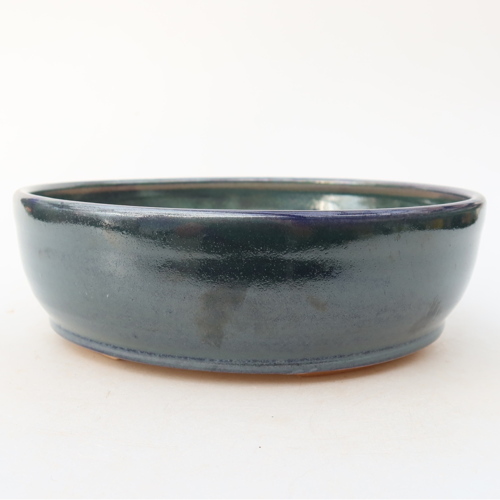 Ceramiczna miska do bonsai 19 x 19 x 5,5 cm, kolor niebieski