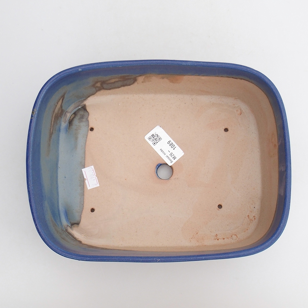 Ceramiczna miska na bonsai 23,5 x 18 x 7,5 cm, kolor niebieski